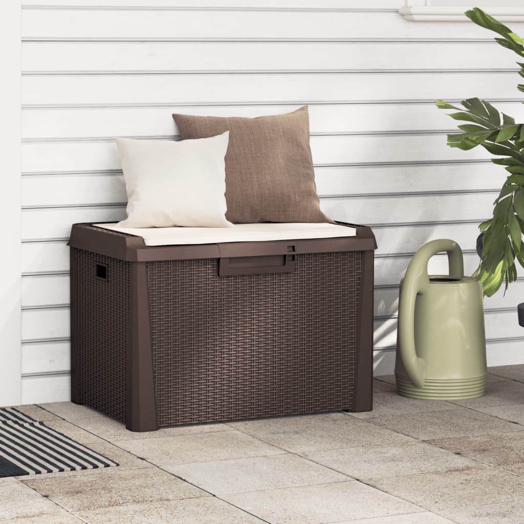 Baule Da Giardino Con Cuscino Seduta Marrone 125 L In pp
