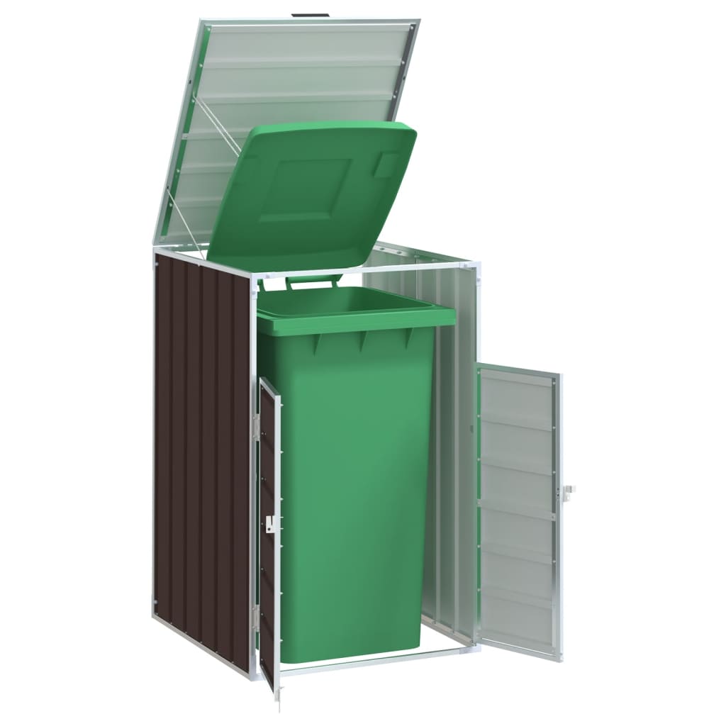 Copribidone Ruote Bidone Singolo Marrone 72x81x115 Cm Acciaio