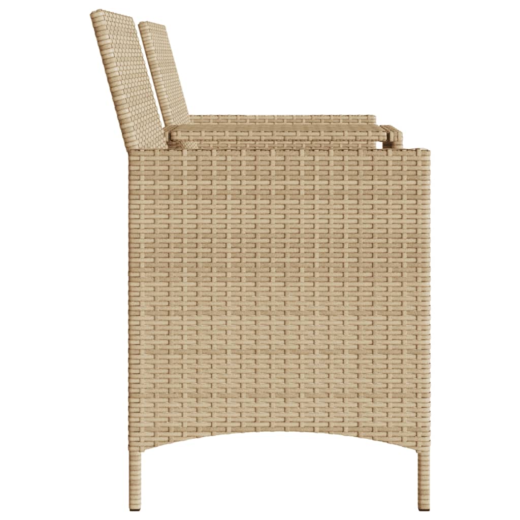 Divano Giardino 2 Posti Con Tavolo E Sgabelli Beige Polyrattan - Image 6