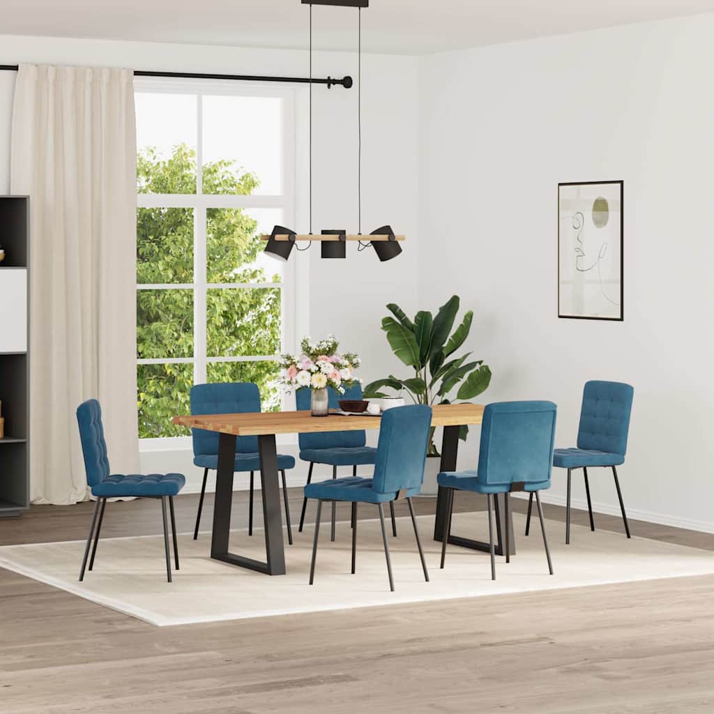Sedie Da Pranzo 6 Pz Blu In Velluto