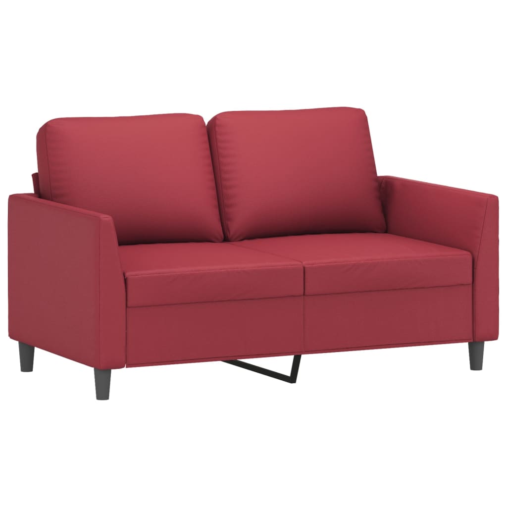 Set Di Divani 2 Pz Con Cuscini Rosso Vino In Similpelle - Image 3