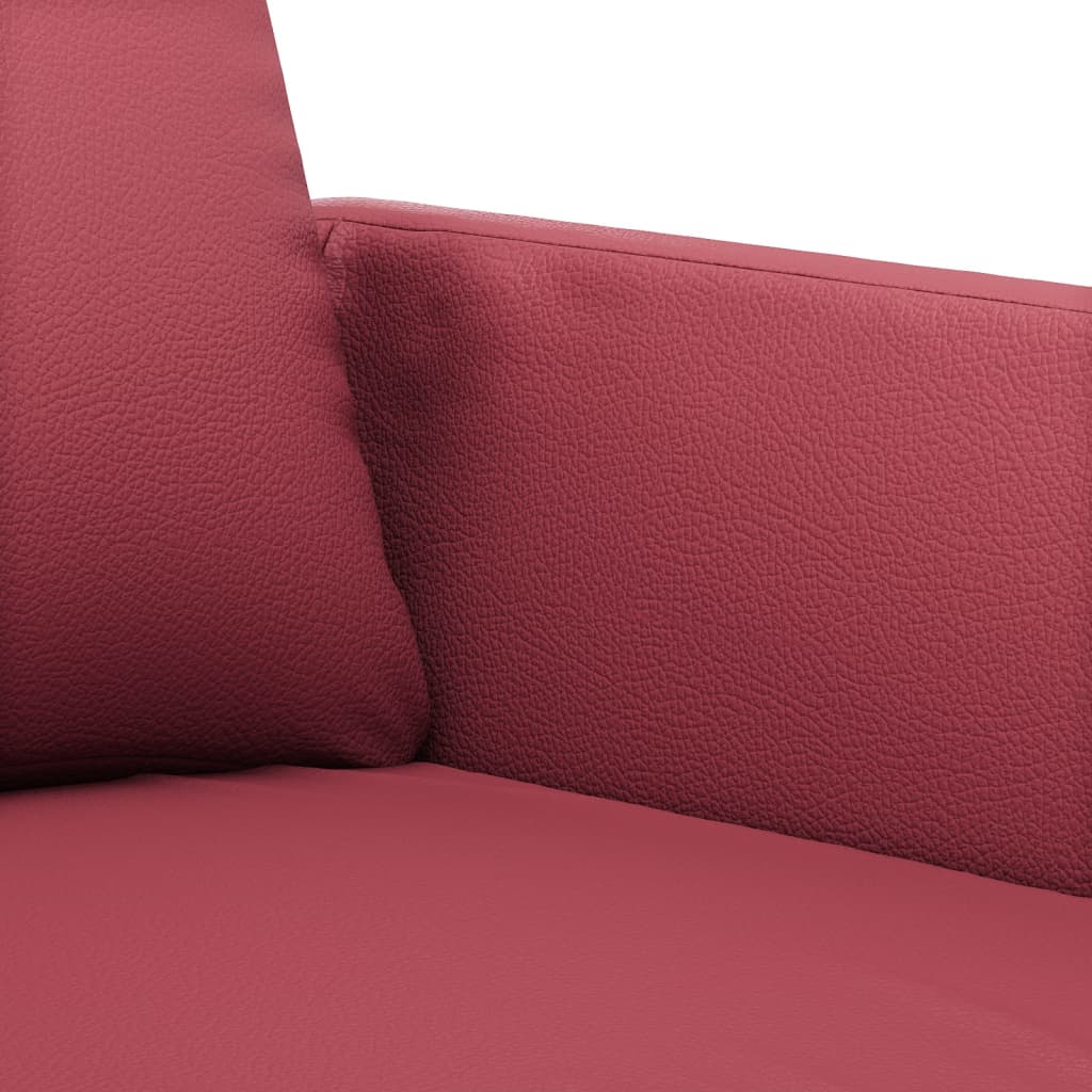 Set Di Divani 2 Pz Con Cuscini Rosso Vino In Similpelle - Image 5