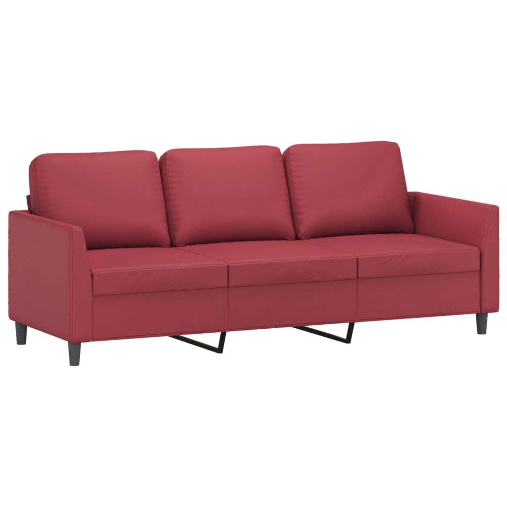Set Di Divani 2 Pz Con Cuscini Rosso Vino In Similpelle - Image 4