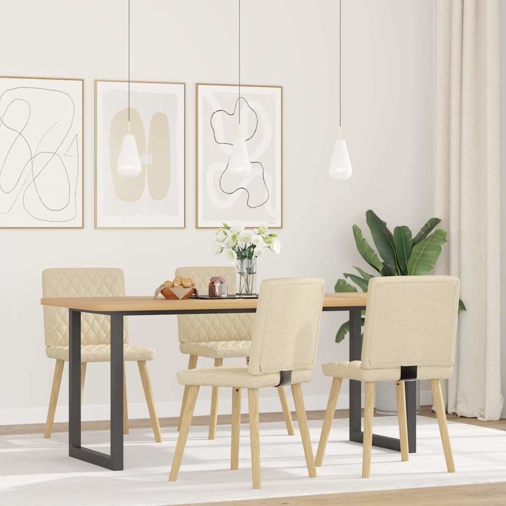 Sedie Da Pranzo 4 Pz Crema In Tessuto