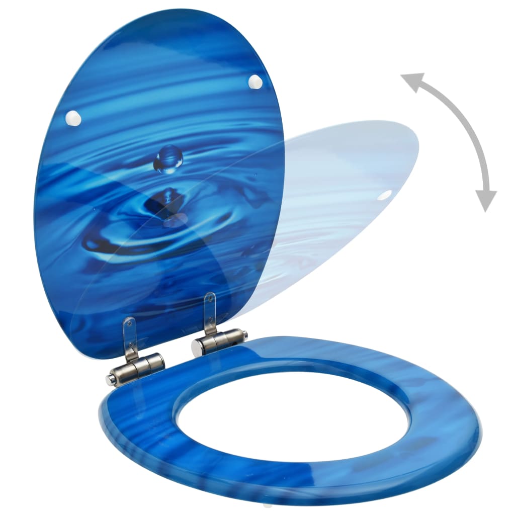 Tavoletta Wc A Chiusura Ammortizzata In Mdf Blu Goccia D'acqua