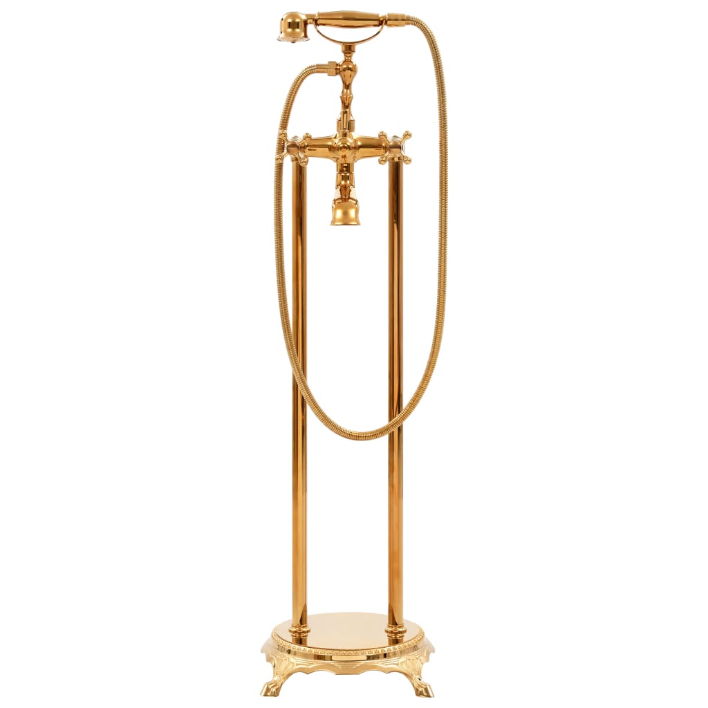 Rubinetteria A Colonna Per Vasca Bagno Acciaio Inox 99,5cm Oro