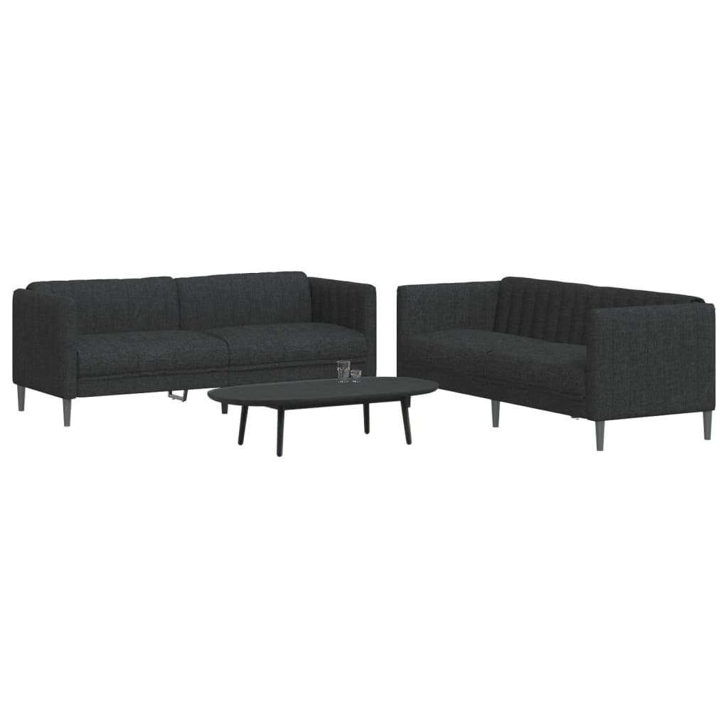 Set Di Divani 2 Pz Nero In Tessuto