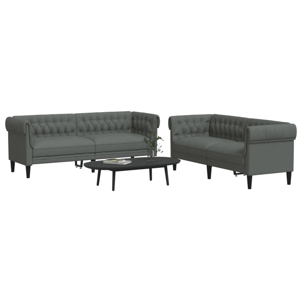 Set Di Divani 2 Pz Grigio Scuro In Tessuto
