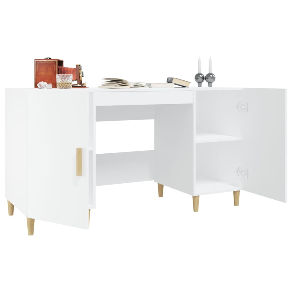 Scrivania Bianca 140x50x75 Cm In Legno Multistrato - Image 4