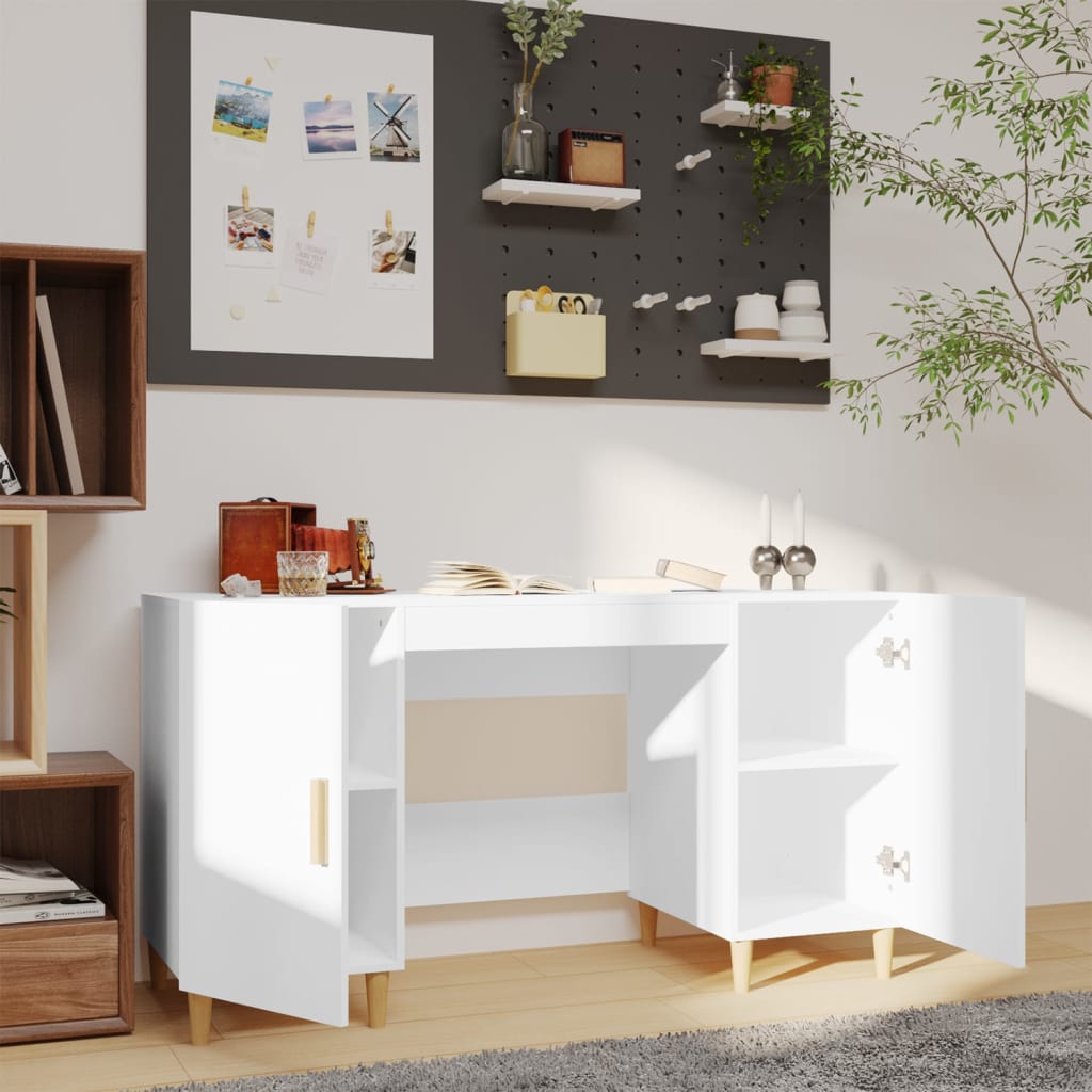 Scrivania Bianca 140x50x75 Cm In Legno Multistrato - Image 3