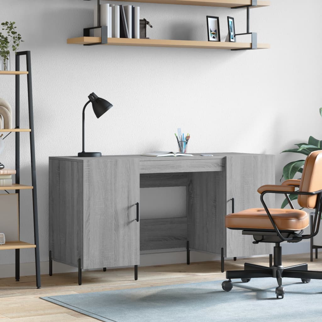 Scrivania Grigio Sonoma 140x50x75 Cm In Legno Multistrato