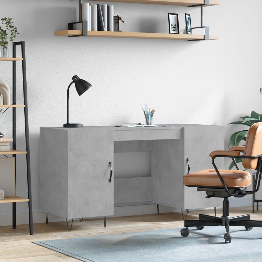 Scrivania Grigio Cemento 140x50x75 Cm In Legno Multistrato
