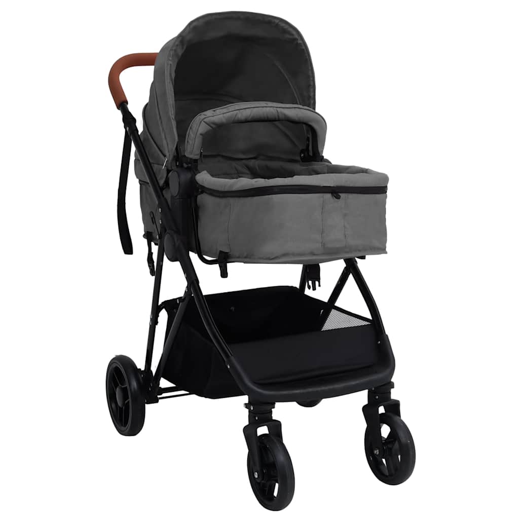 Passeggino 2 In 1 Grigio Chiaro E Nero In Acciaio - Image 3