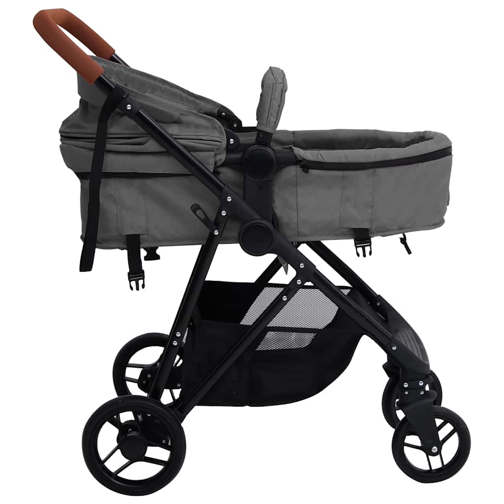 Passeggino 2 In 1 Grigio Chiaro E Nero In Acciaio - Image 5