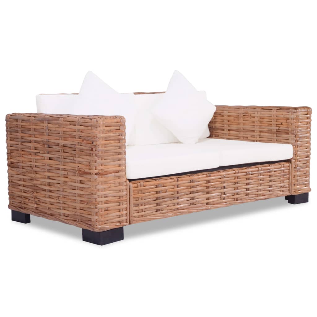 Set Di Divani Con Cuscini 2 Pz In Rattan Naturale