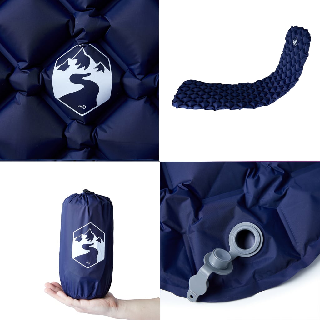 Materasso Campeggio Gonfiabile 1 Persona Blu Marino 190x58x6 cm - Image 5