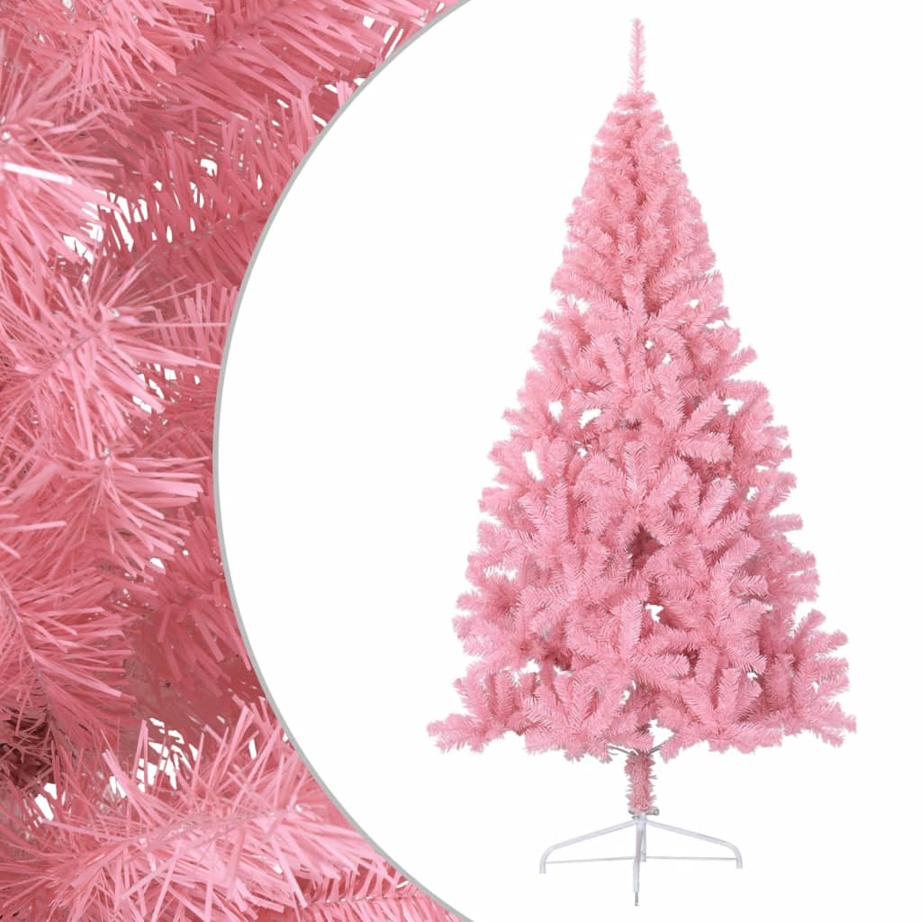 Albero Di Natale Artificiale A Metà Con Supporto Rosa 240cm Pvc