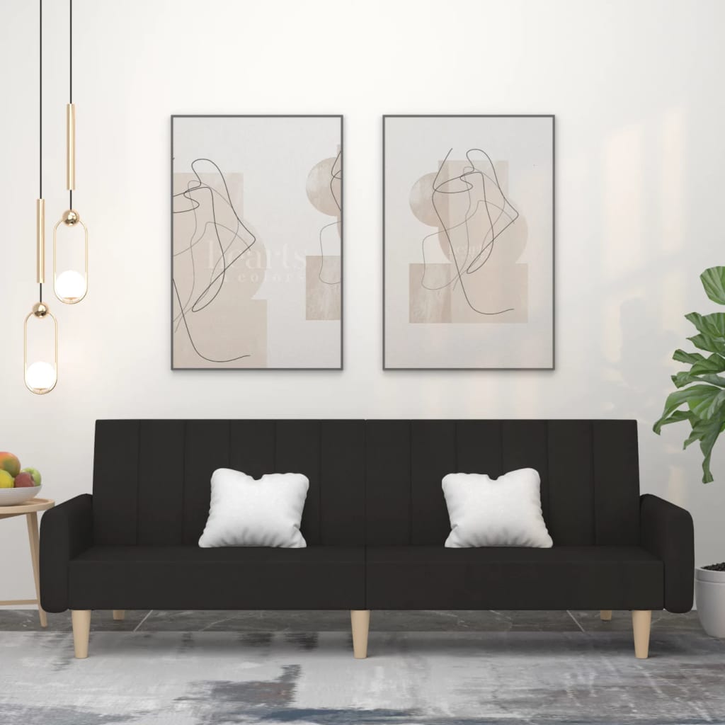 Divano Letto A 2 Posti Nero In Tessuto