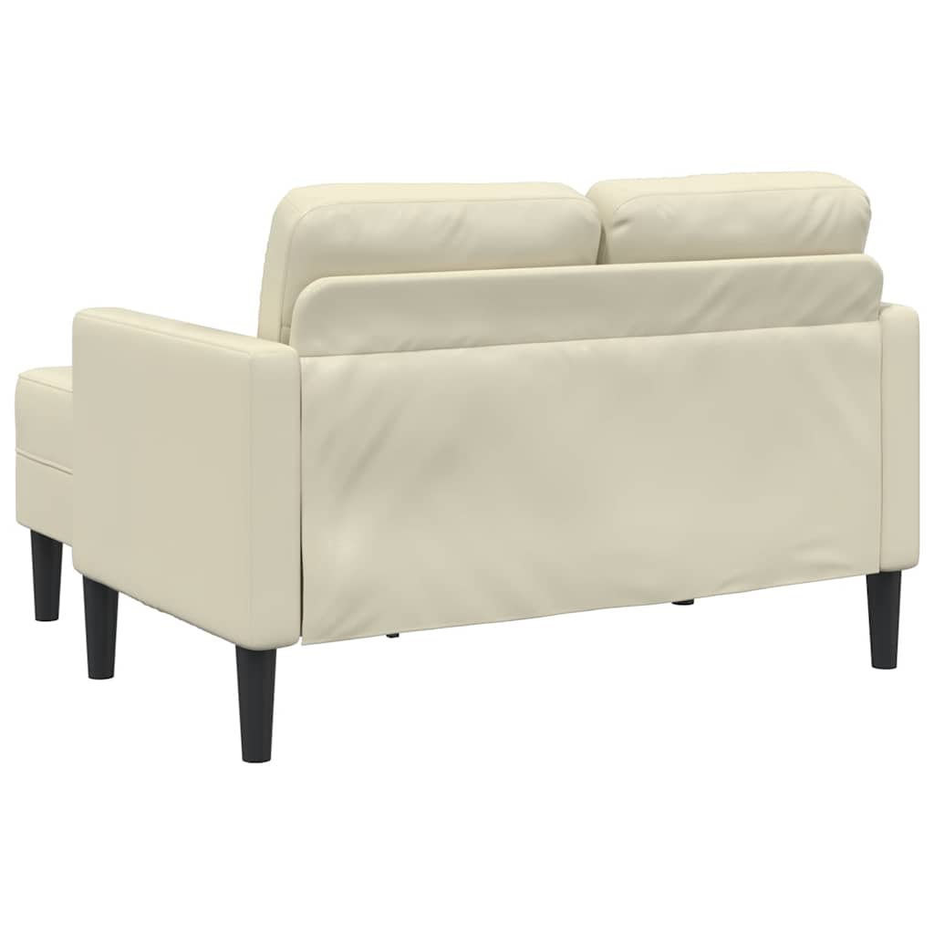 Divano 2 Posti Con Chaise Longue A L Crema 125 Cm In Similpelle - Image 6