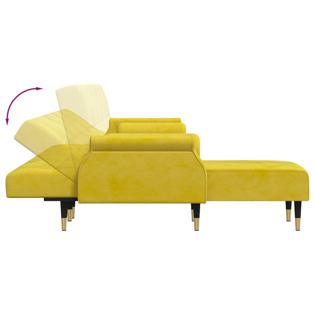 Divano Letto A L Giallo 271x140x70 Cm In Velluto - Image 6