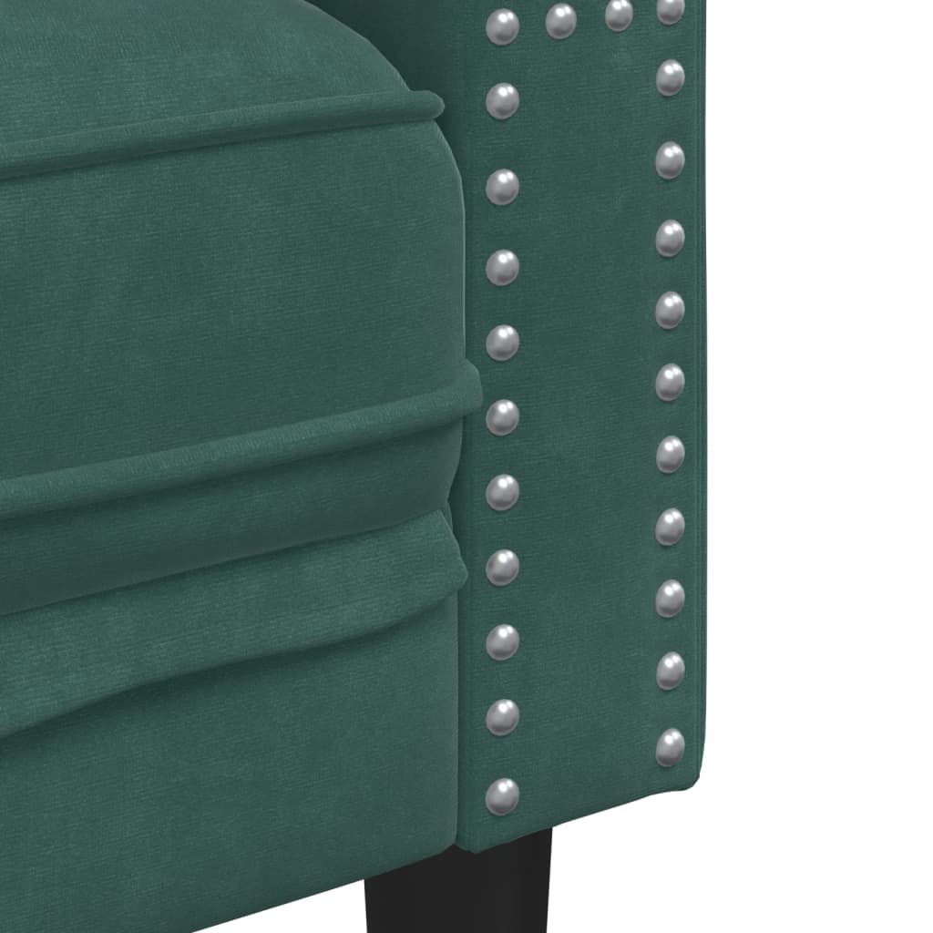 Set Divani Chesterfield 2pz Con Cuscini Verde Scuro Velluto - Image 6