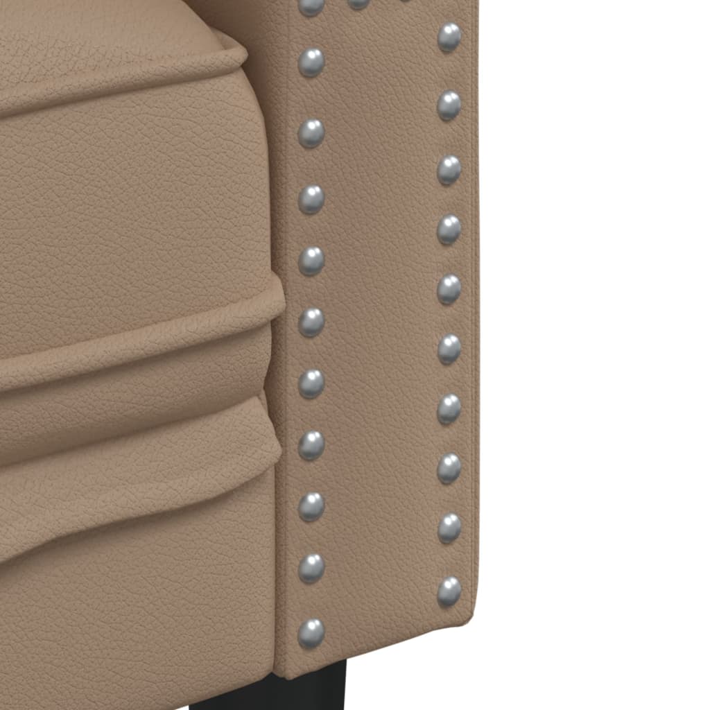 Set Divani Chesterfield 2pz Cappuccino In Similpelle - Image 6