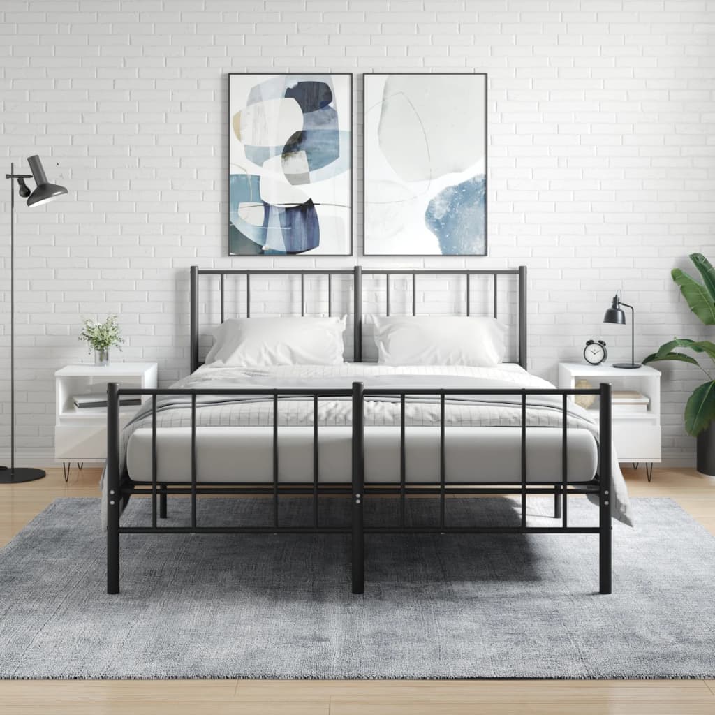 Comodini 2pz Bianco Lucido 40x35x50 Cm In Legno Multistrato