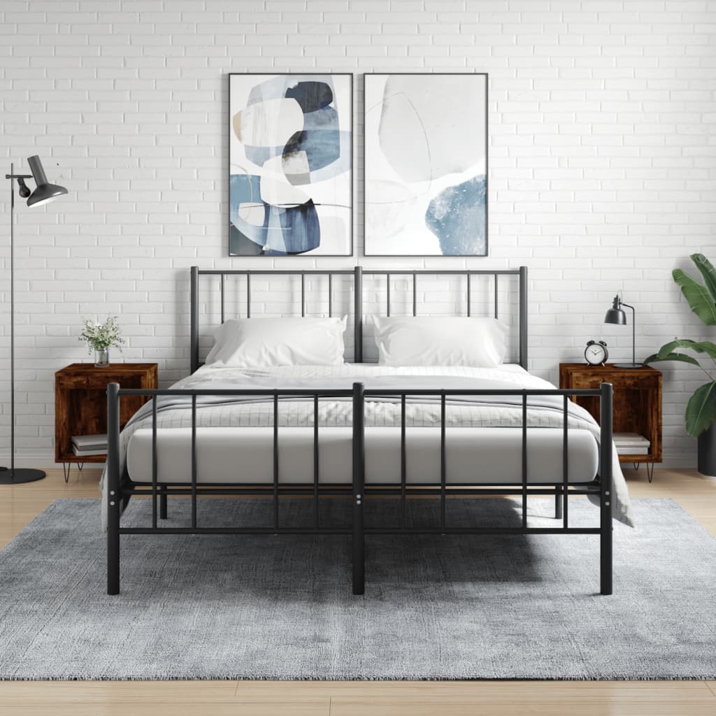 Comodini 2pz Rovere Fumo 40x35x50 Cm In Legno Multistrato