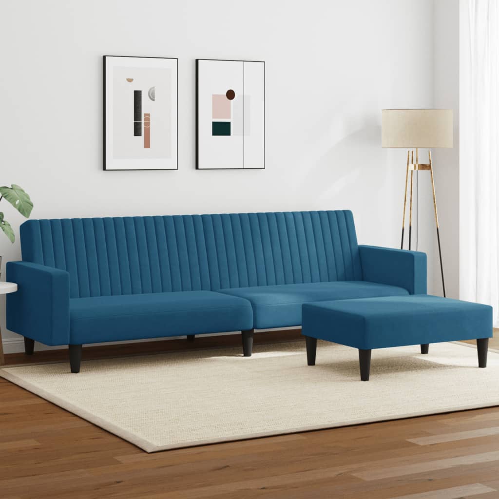 Set Di Divani 2 Pz Blu In Velluto