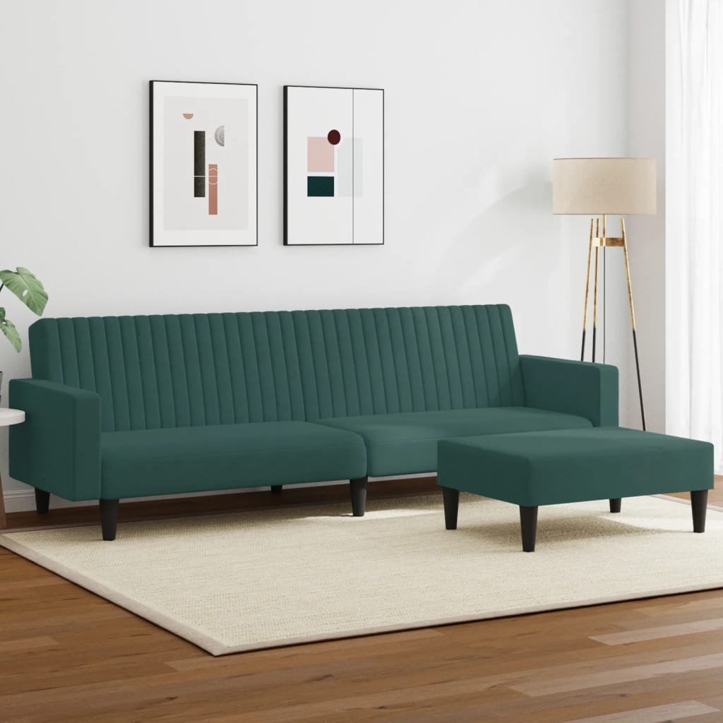 Set Di Divani 2 Pz Verde Scuro In Velluto