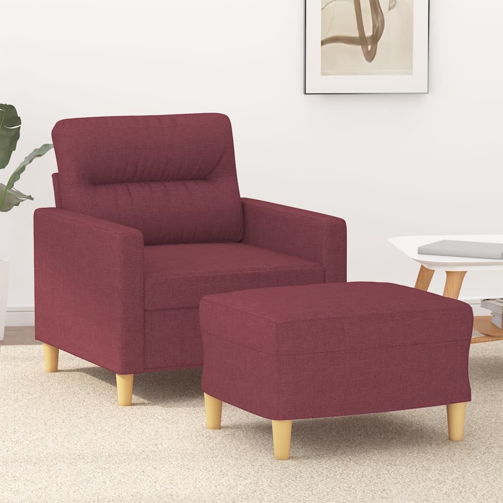 Poltrona Con Poggiapiedi Rosso Vino 60 Cm In Tessuto