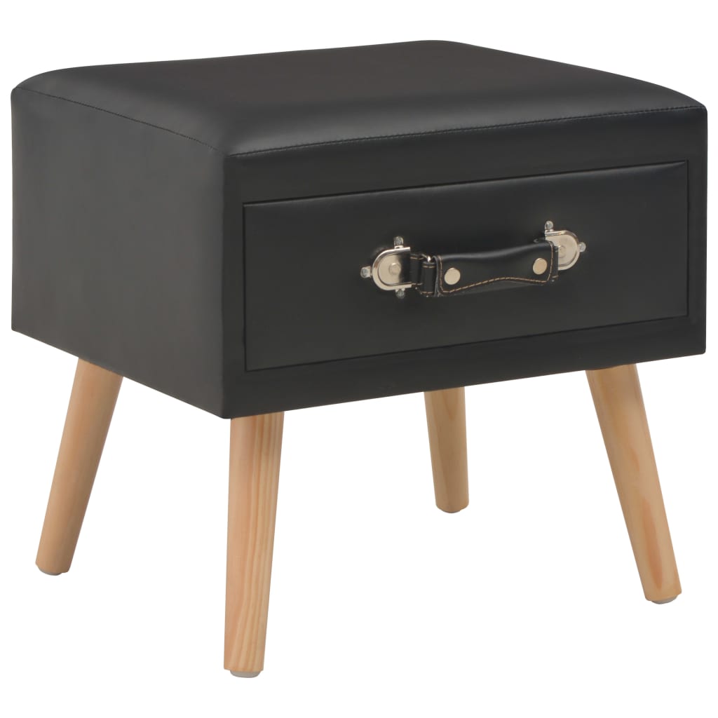 Comodini Neri 2 Pz 40x35x40 Cm In Similpelle