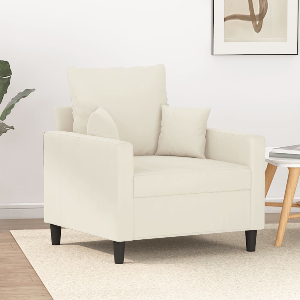Poltrona Crema 60 Cm Velluto