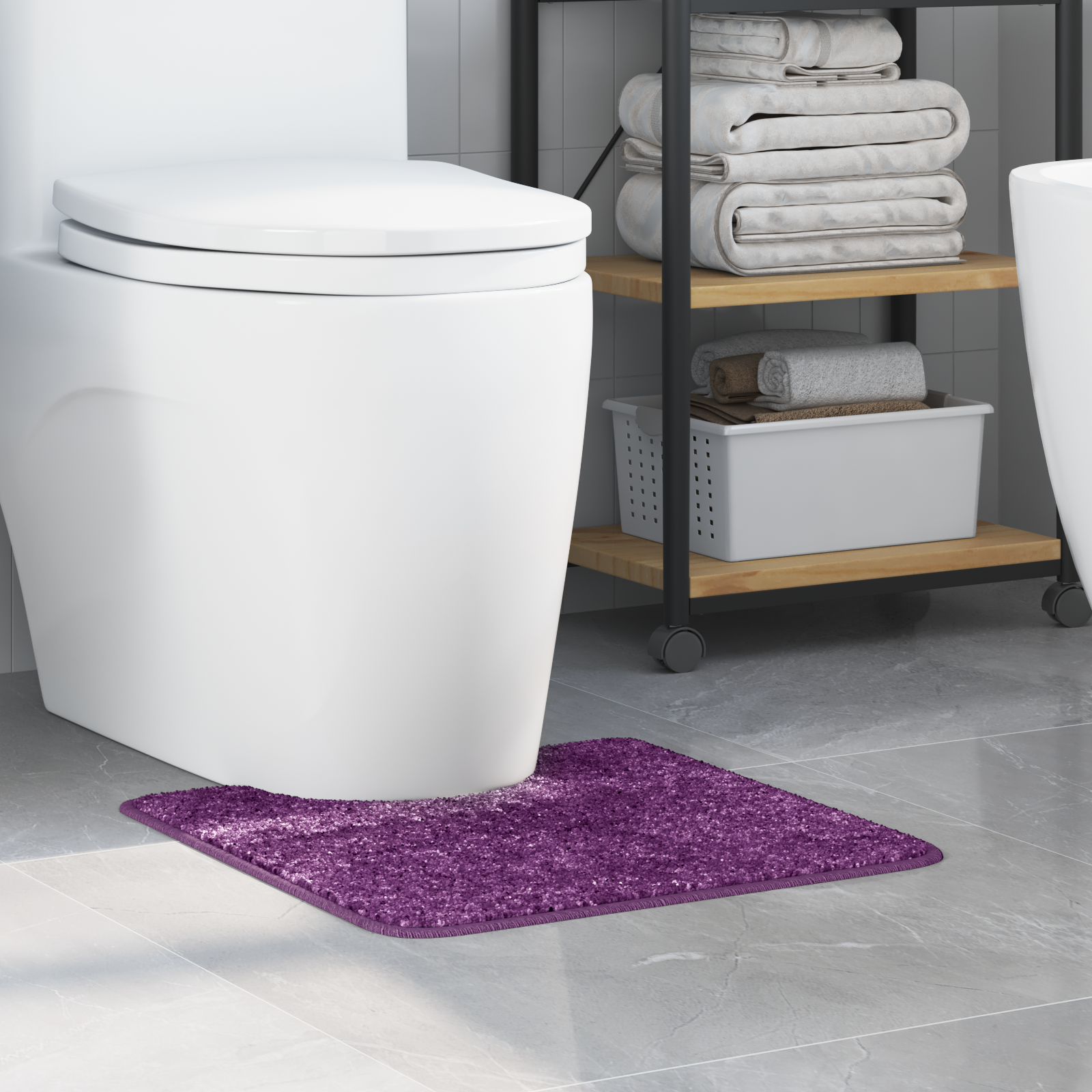 Tappeto Antiscivolo Per Bagno Con Taglio Per Toilette Viola