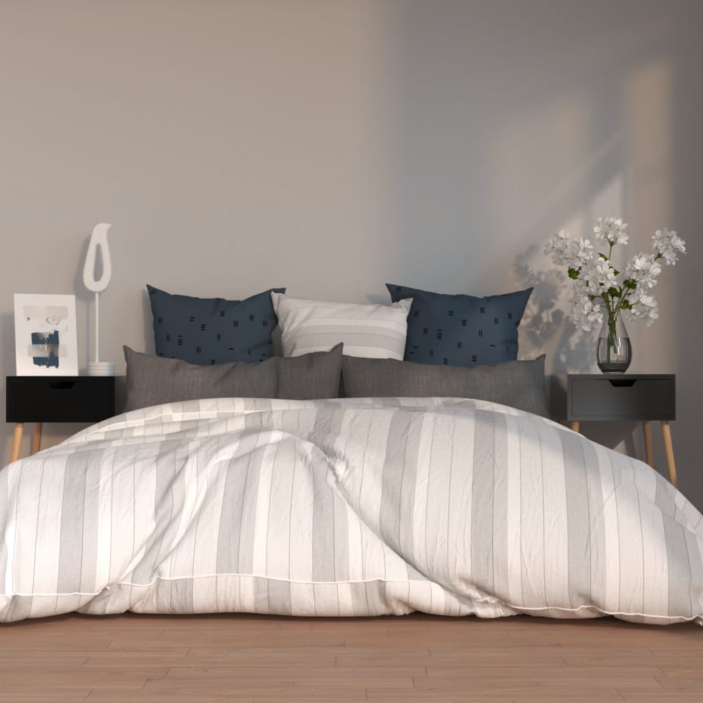 Comodini 2 Pz Nero Lucido 40x40x56 Cm In Legno Multistrato