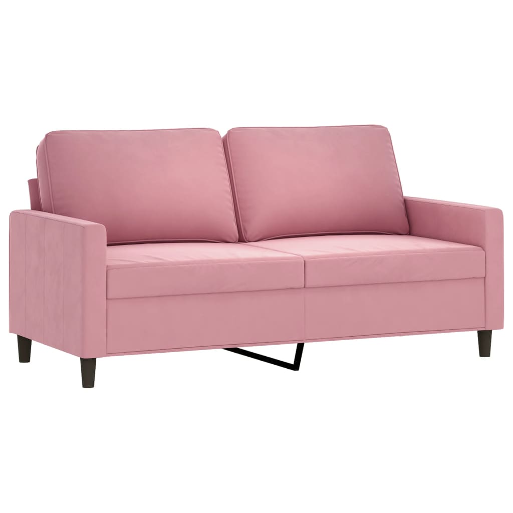 Set Di Divani 2 Pz Con Cuscini Rosa In Velluto - Image 4