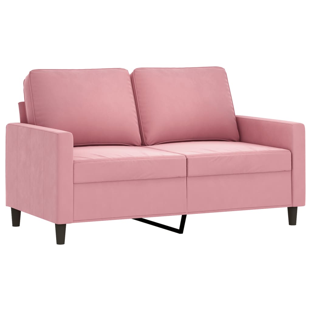 Set Di Divani 2 Pz Con Cuscini Rosa In Velluto - Image 3