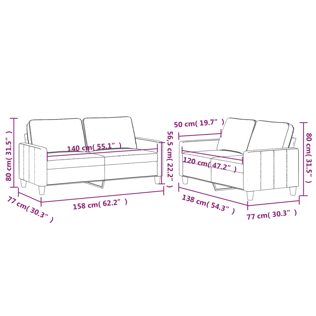 Set Di Divani 2 Pz Con Cuscini Rosa In Velluto - Image 6