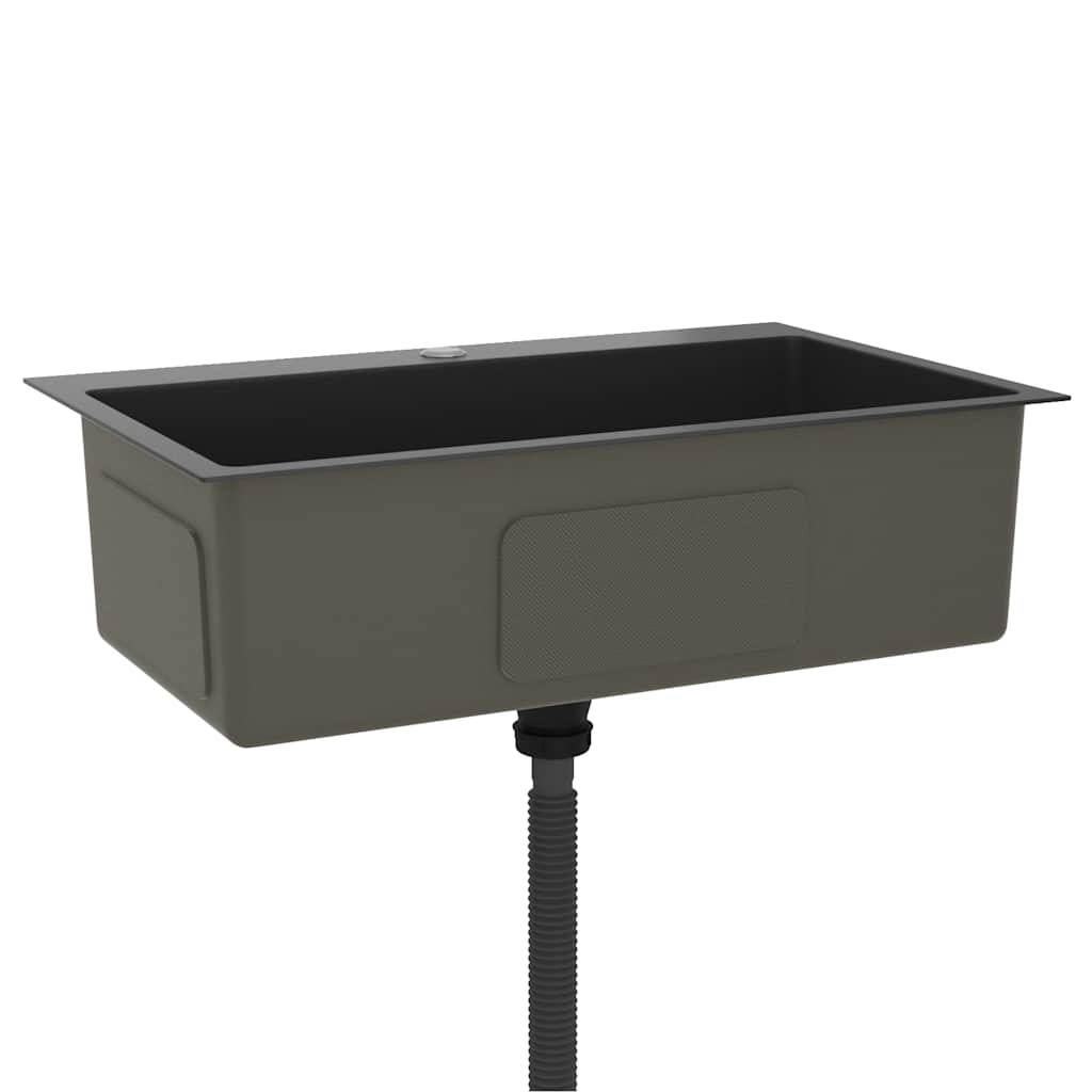 Lavello Da Cucina Lavorato A Mano Nero Acciaio Inox - Image 4