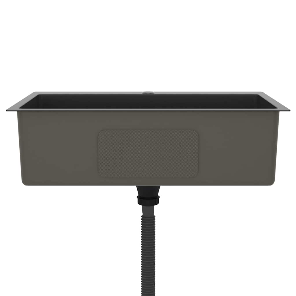 Lavello Da Cucina Lavorato A Mano Nero Acciaio Inox - Image 5