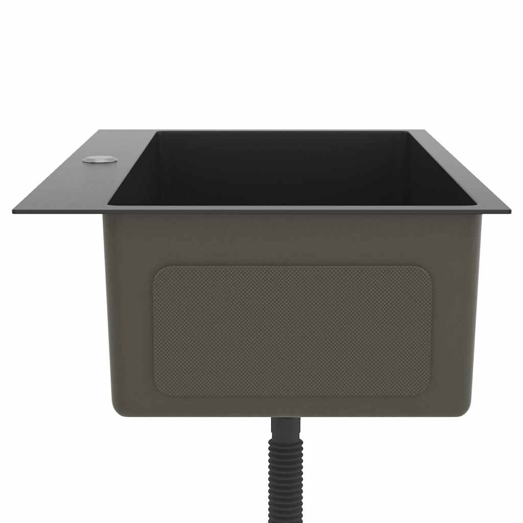 Lavello Da Cucina Lavorato A Mano Nero Acciaio Inox - Image 6