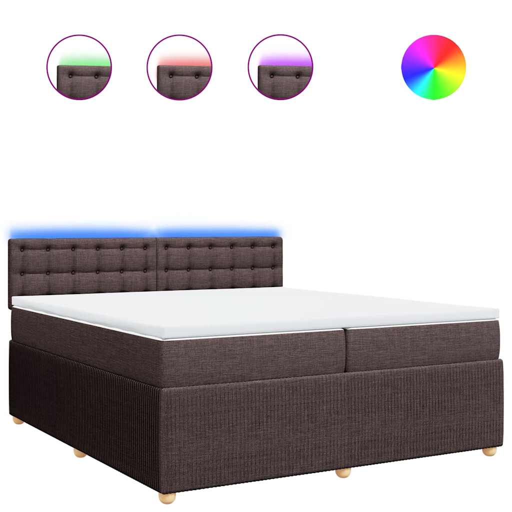 Giroletto A Molle Con Materasso Marrone Scuro 200x200cm Tessuto - Image 2