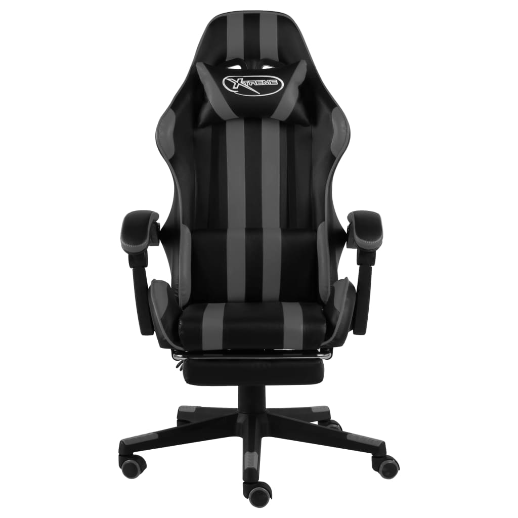 Sedia Da Gaming Con Poggiapiedi Nero E Grigio In Similpelle