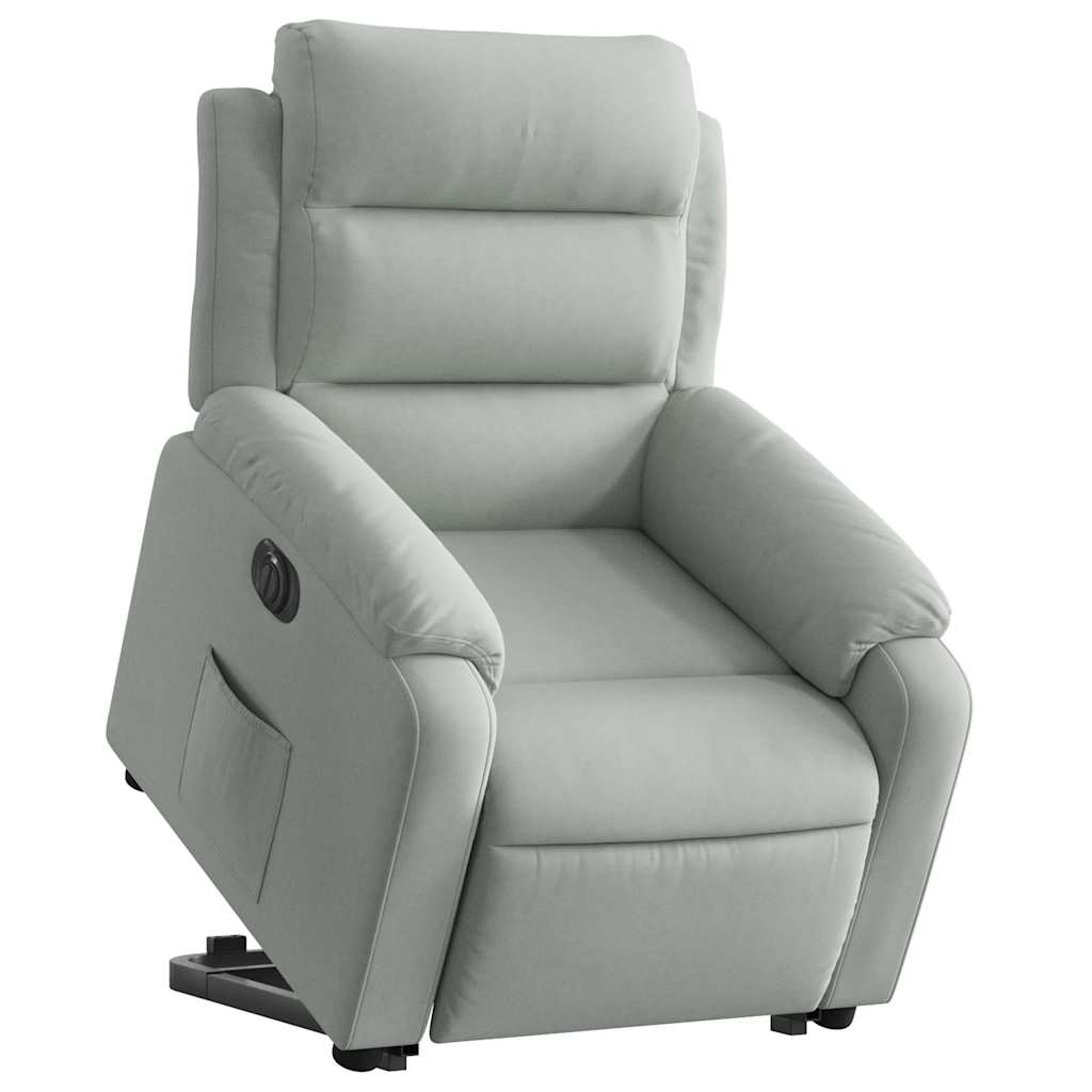 Poltrona Alzapersona Reclinante Elettrica Grigio Chiaro Velluto - Image 3