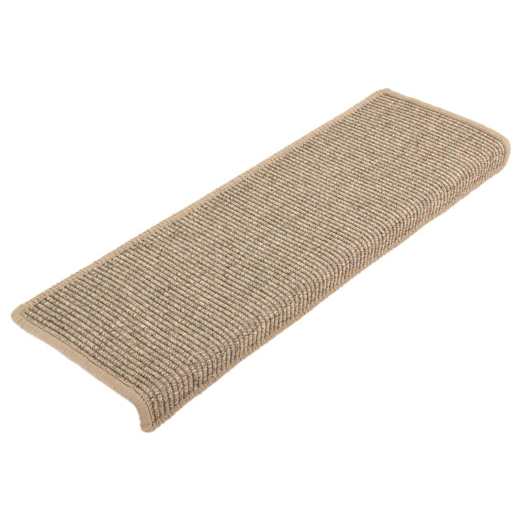 Tappetini Per Scale 15 Pz 65x21x4 Cm Beige Scuro Con Bordo Rettangolare - Image 3