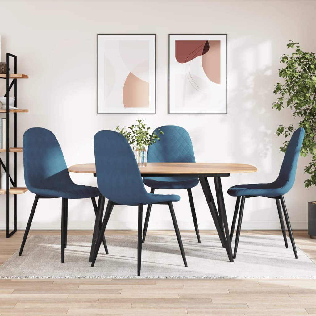 Sedie Da Pranzo 4 Pz Blu In Velluto