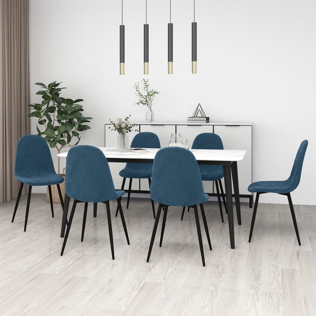 Sedie Da Pranzo 6 Pz Blu In Velluto