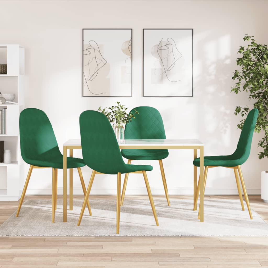 Sedie Da Pranzo 4 Pz Verde Scuro In Velluto