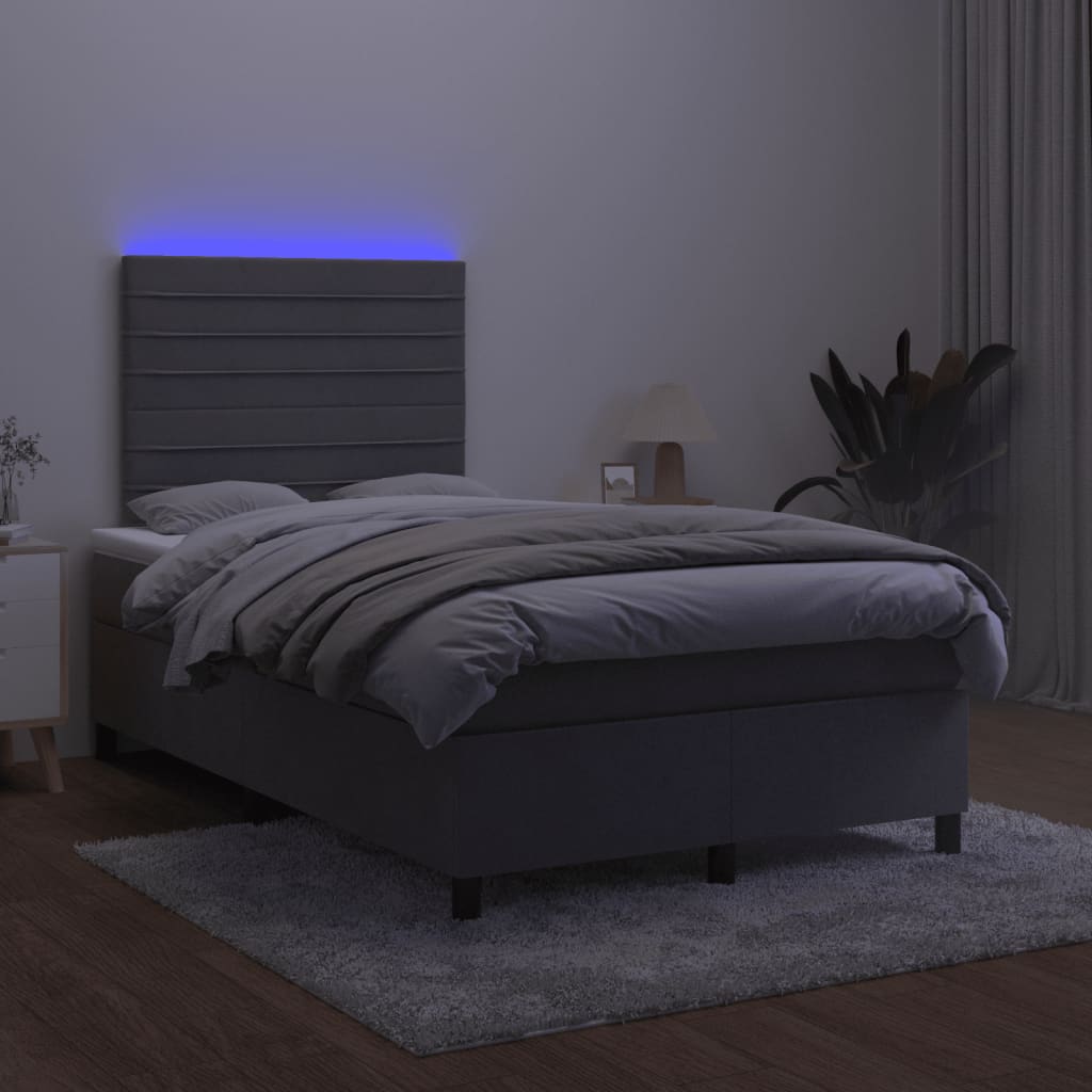Letto A Molle Materasso E Led Grigio Scuro 120x190cm In Velluto - Image 4