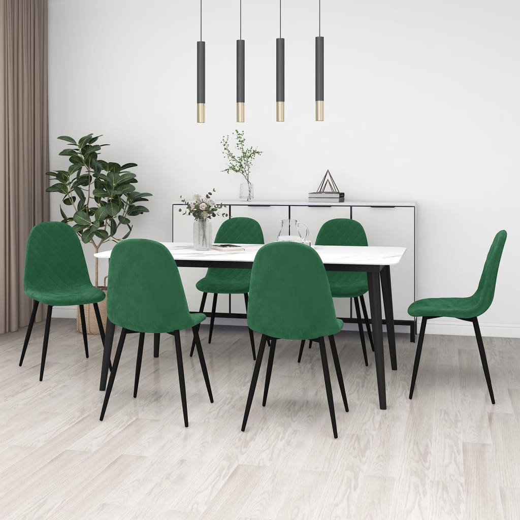 Sedie Da Pranzo 6 Pz Verde Scuro In Velluto